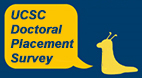 UCSC Doctoral Placement Survey in yellow speech bubble with banana slug