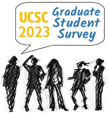 UCSC 2023 Graduate Student Survey with outline of five students